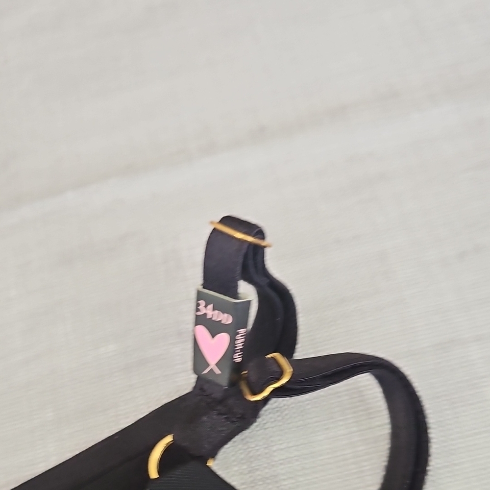 Victoria's Secret Black Strappy Push-Up Bra with Gold Accents - Picture 7 of 7